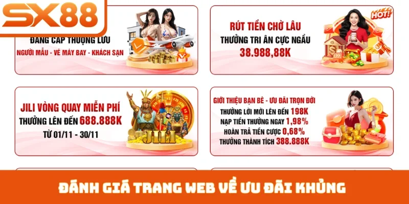 Đánh giá trang web về ưu đãi khủng